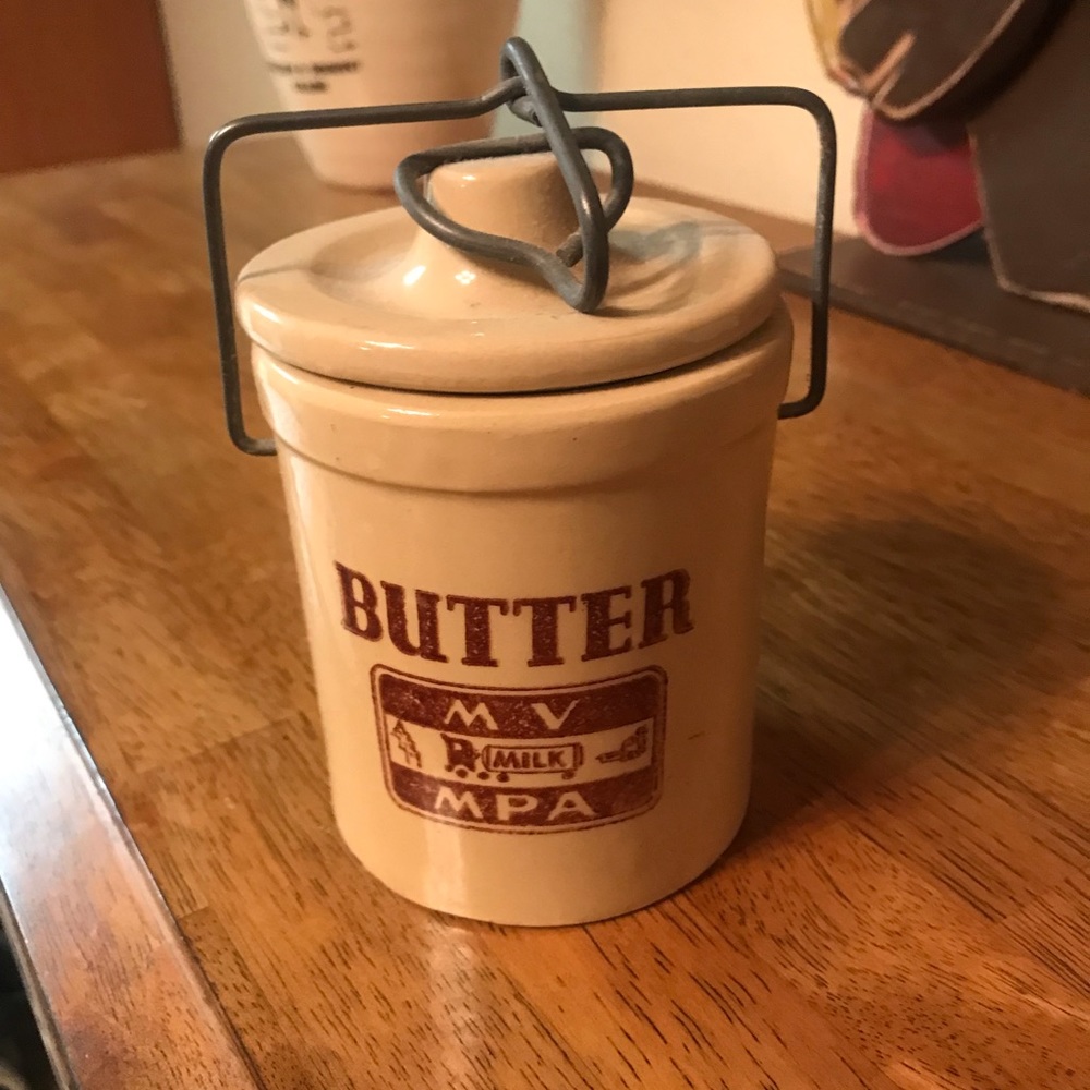 Vintage crock butter dish